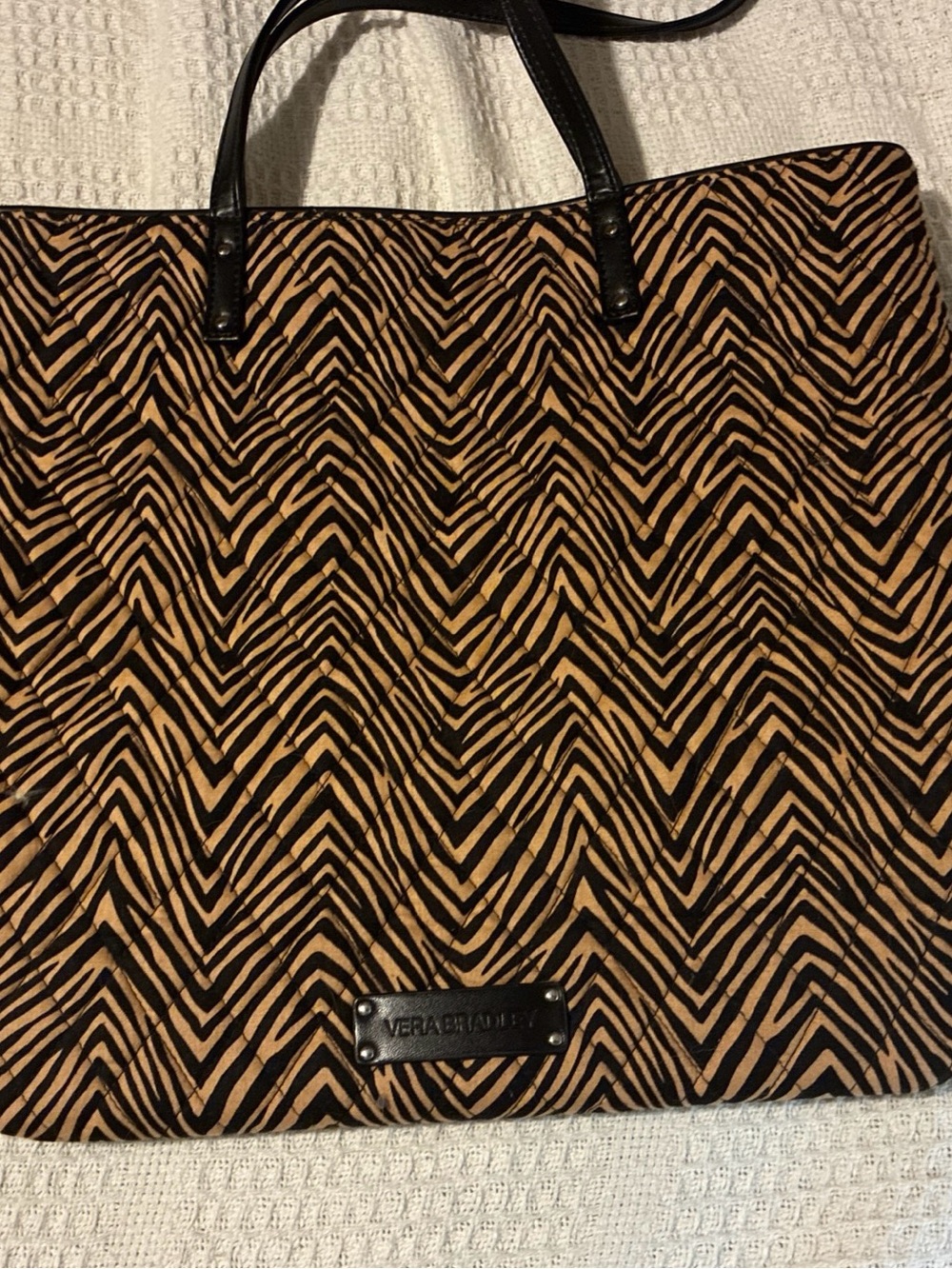 Vera Bradley Black and Tan Zebra-Print Tote